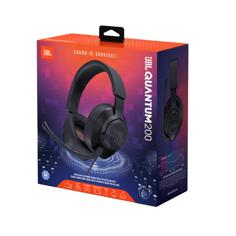 JBL Quantum 200 - Black - Wired over-ear gaming headset with flip-up mic - Detailshot 15 image number null